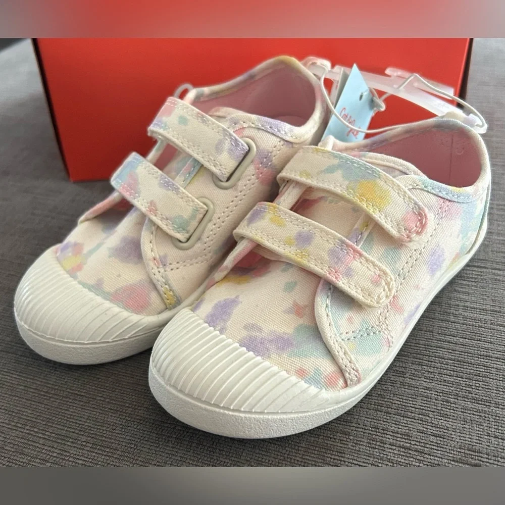 NWT Cat & Jack Toddler Girl Canvas Tie dye Velcro Sneakers